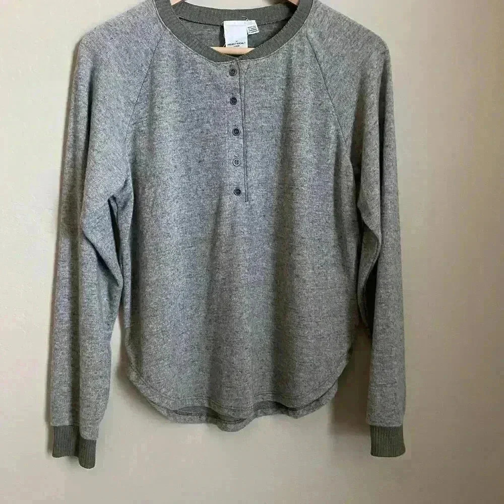 Project Social T Lounge Henley Top Size XS Heather‎ Gray Green Long Sleeve Soft